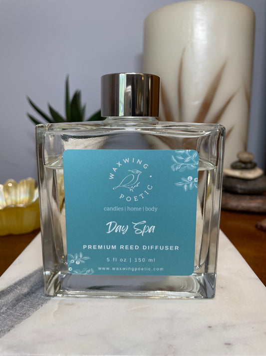 Day Spa Premium Reed Diffuser, medium blue label