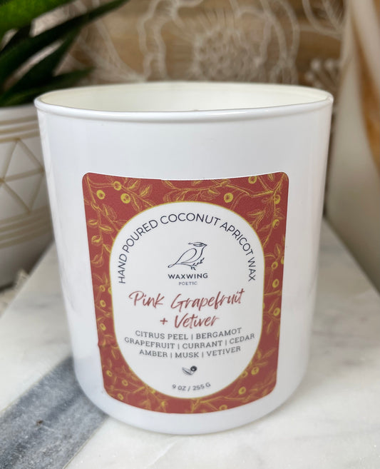 Pink Grapefruit + Vetiver | Coconut Apricot Wax Candle